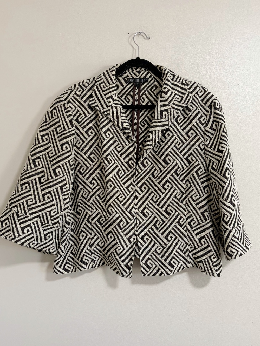 Lafayette 148 New York Brown & Beige Geometric Pattern Jacket Size 18W